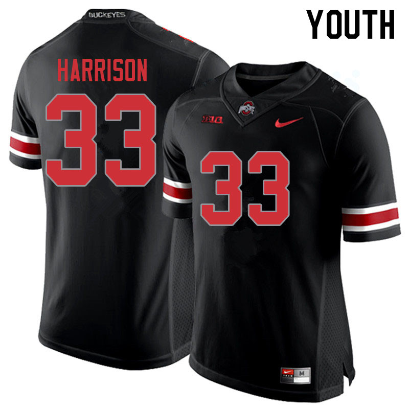 Youth Ohio State Buckeyes #33 Zach Harrison Blackout Authentic College Stitched Football Jersey 23KO043DQ